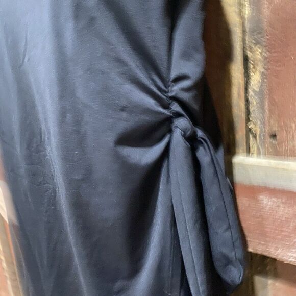 Lands End One Piece Swimsuit Dress Sz 12 Black No Underwire Padded Side Knot - Picture 7 of 16